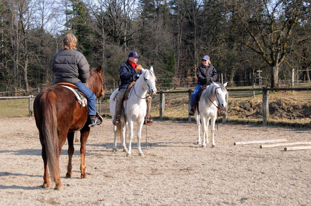 Werner Meier beim Reitunterricht auf dem Grubhof